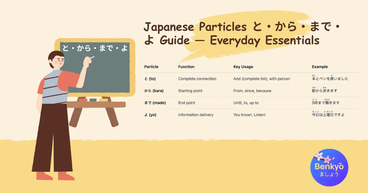 Japanese Particles と・から・まで・よ Guide — Everyday Essentials